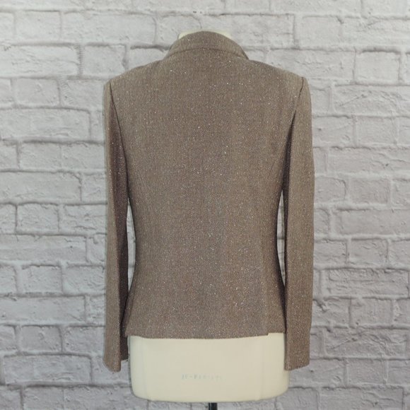 St John Knit Metallic Open Front Jacket 10 - Picture 2 of 9